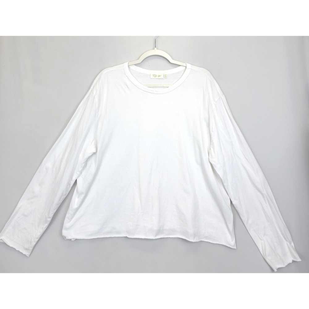 RD Style Oversized Slouchy Shirt Women L Long Sleeve Casual Lightweight White